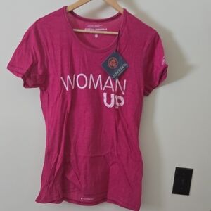 Resistance Dovetail Womens Workwear - -Woman Up - Pink Tee Sz XL